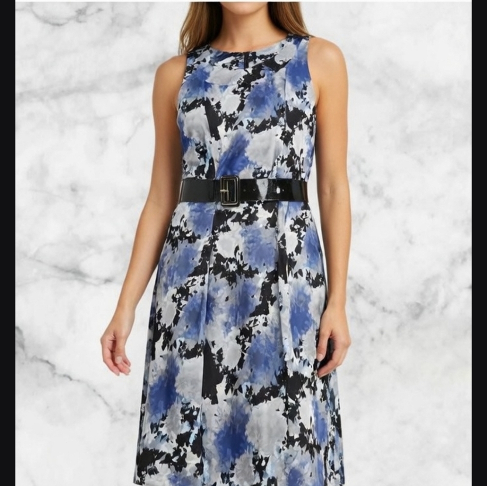Dress Barn Blue and Black Midi Dress